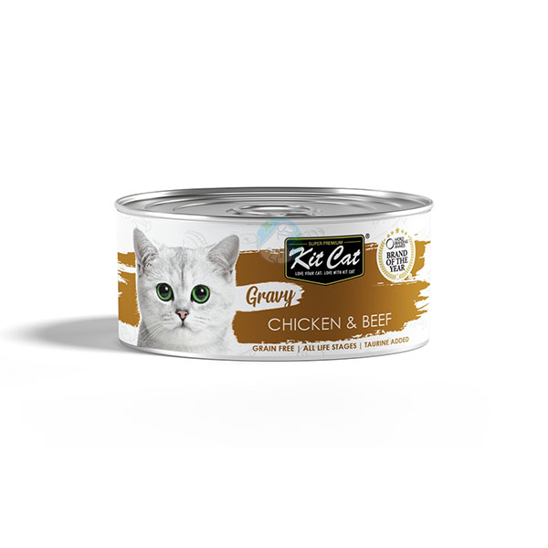 کنسرو گربه نچرال داخل سس مرغ و گوشت  Kitcat